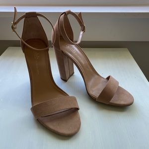 Tall suede nude block heel